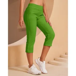 Women's Golf Capri 22Inch Performance Stretch Pants Black Red Dark Navy Pants Trousers Ladies Golf Attire Clothes Outfits Wear Apparel