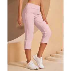 Women's Golf Capri 22Inch Performance Stretch Pants Black Red Dark Navy Pants Trousers Ladies Golf Attire Clothes Outfits Wear Apparel