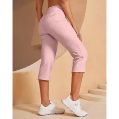 Women's Golf Capri 22Inch Performance Stretch Pants Black Red Dark Navy Pants Trousers Ladies Golf Attire Clothes Outfits Wear Apparel