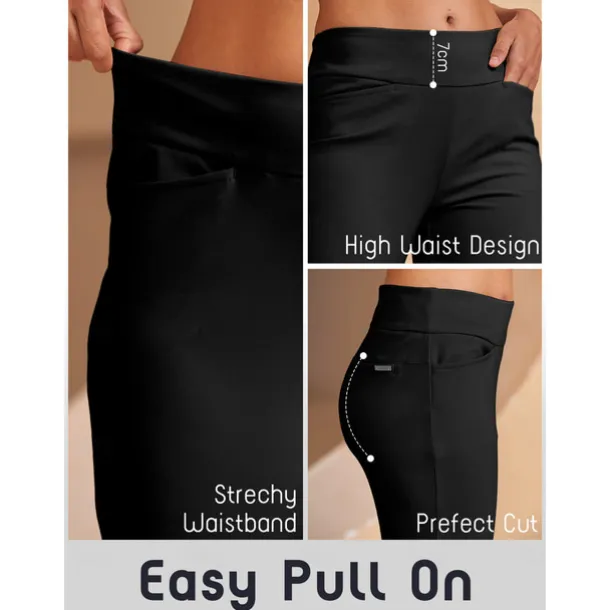 Women's Golf Capri 22Inch Performance Stretch Pants Black Red Dark Navy Pants Trousers Ladies Golf Attire Clothes Outfits Wear Apparel