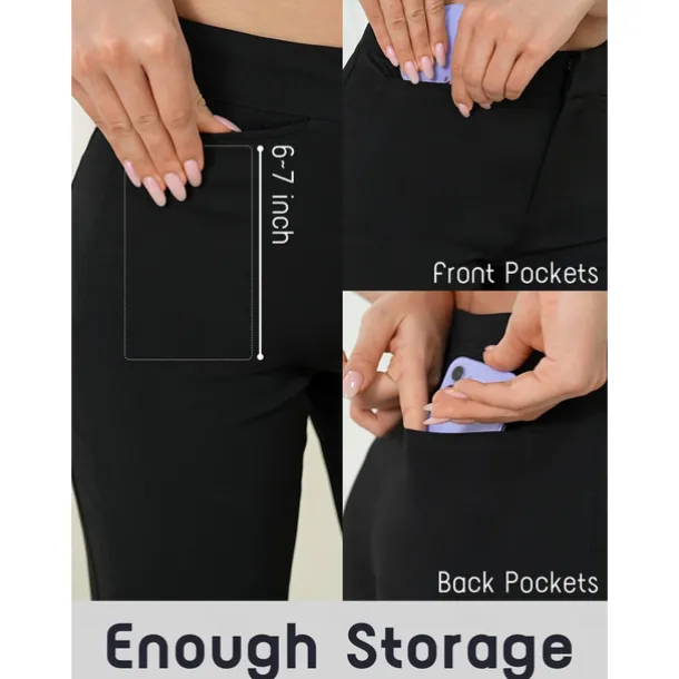 Women's Golf Capri 22Inch Performance Stretch Pants Black Red Dark Navy Pants Trousers Ladies Golf Attire Clothes Outfits Wear Apparel