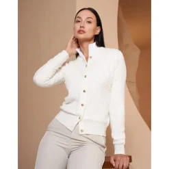 Women's Golf Cardigan Black White Long Sleeve Top Ladies Golf Attire Clothes Outfits Wear Apparel