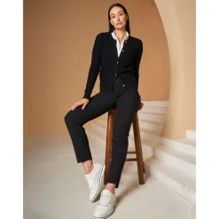 Women's Golf Cardigan Black White Long Sleeve Top Ladies Golf Attire Clothes Outfits Wear Apparel