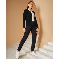 Women's Golf Cardigan Black White Long Sleeve Top Ladies Golf Attire Clothes Outfits Wear Apparel