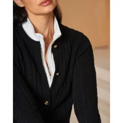 Women's Golf Cardigan Black White Long Sleeve Top Ladies Golf Attire Clothes Outfits Wear Apparel