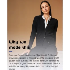 Women's Golf Cardigan Black White Long Sleeve Top Ladies Golf Attire Clothes Outfits Wear Apparel