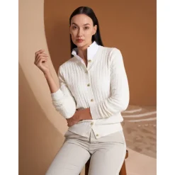 Women's Golf Cardigan Black White Long Sleeve Top Ladies Golf Attire Clothes Outfits Wear Apparel