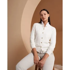 Women's Golf Cardigan Black White Long Sleeve Top Ladies Golf Attire Clothes Outfits Wear Apparel