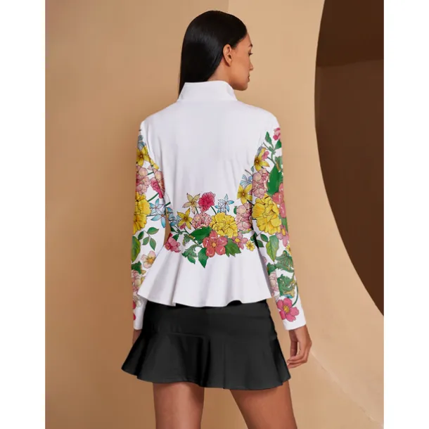 Women's Golf Cardigan for Winter Long Sleeve Top Floral Print Ladies Golf Attire Clothes Outfits Wear Apparel