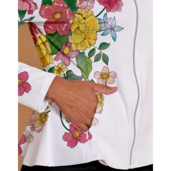 Women's Golf Cardigan for Winter Long Sleeve Top Floral Print Ladies Golf Attire Clothes Outfits Wear Apparel