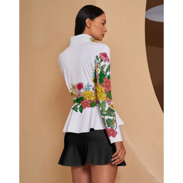 Women's Golf Cardigan for Winter Long Sleeve Top Floral Print Ladies Golf Attire Clothes Outfits Wear Apparel