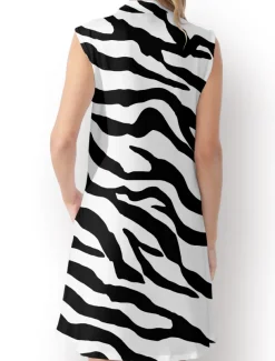 Women's Golf Dress Black Sleeveless Sun Protection Tennis Outfit Ladies Golf Attire Clothes Outfits Wear Apparel