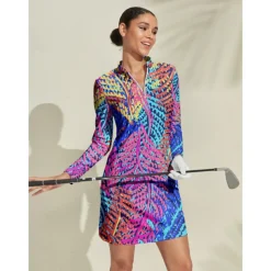 Women's Golf Dress Blue Long Sleeve Ladies Golf Attire Clothes Outfits Wear Apparel