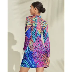 Women's Golf Dress Blue Long Sleeve Ladies Golf Attire Clothes Outfits Wear Apparel