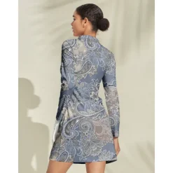 Women's Golf Dress Blue Long Sleeve Ladies Golf Attire Clothes Outfits Wear Apparel