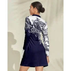 Women's Golf Dress Dark Blue Long Sleeve Ladies Golf Attire Clothes Outfits Wear Apparel