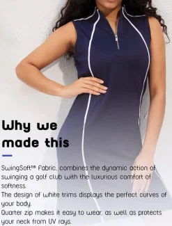 Women's Golf Dress Golf Apparel Navy Black Sleeveless Sun Protection Lightweight Dress Tennis Outfit Patchwork Ladies Golf Attire Clothes Outfits Wear Apparel