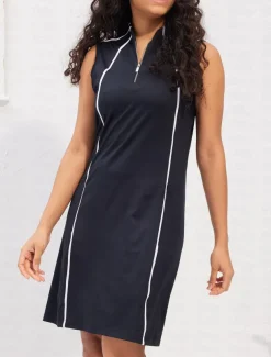 Women's Golf Dress Golf Apparel Navy Black Sleeveless Sun Protection Lightweight Dress Tennis Outfit Patchwork Ladies Golf Attire Clothes Outfits Wear Apparel