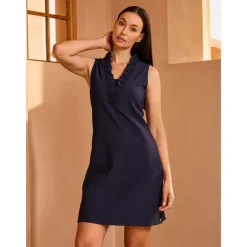 Women's Golf Dress Navy Blue Rose Red Sleeveless Dress Ladies Golf Attire Clothes Outfits Wear Apparel