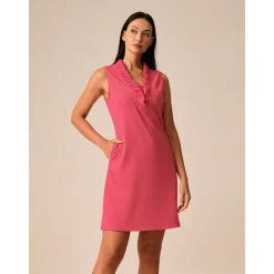 Women's Golf Dress Navy Blue Rose Red Sleeveless Dress Ladies Golf Attire Clothes Outfits Wear Apparel