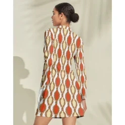 Women's Golf Dress Orange Long Sleeve Ladies Golf Attire Clothes Outfits Wear Apparel