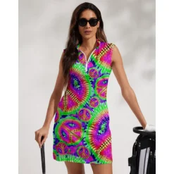 Women's Golf Dress Pink Sleeveless Ladies Golf Attire Clothes Outfits Wear Apparel
