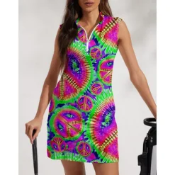 Women's Golf Dress Pink Sleeveless Ladies Golf Attire Clothes Outfits Wear Apparel