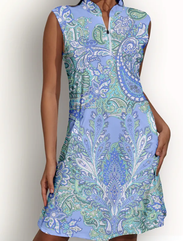 Women's Golf Dress Sleeveless Sun Protection Paisley Ladies Golf Attire