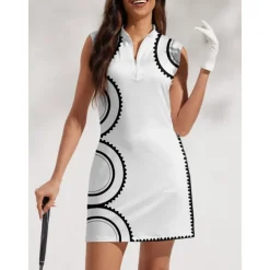Women's Golf Dress White Sleeveless Ladies Golf Attire Clothes Outfits Wear Apparel