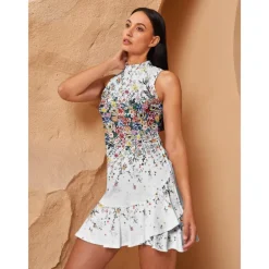 Women's Golf Dress White Sleeveless Ladies Golf Attire Clothes Outfits Wear Apparel