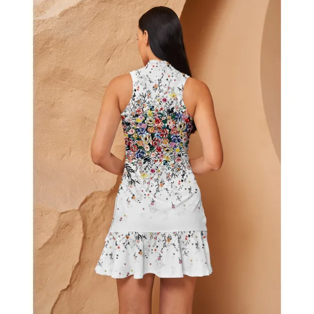 Women's Golf Dress White Sleeveless Ladies Golf Attire Clothes Outfits Wear Apparel