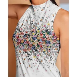 Women's Golf Dress White Sleeveless Ladies Golf Attire Clothes Outfits Wear Apparel