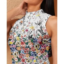 Women's Golf Dress White Sleeveless Ladies Golf Attire Clothes Outfits Wear Apparel