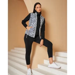 Women's Golf Jacket Black White Sleeveless Vest / Gilet Ladies Golf Attire Clothes Outfits Wear Apparel