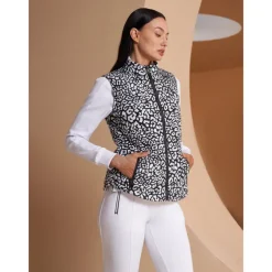 Women's Golf Jacket Black White Sleeveless Vest / Gilet Ladies Golf Attire Clothes Outfits Wear Apparel