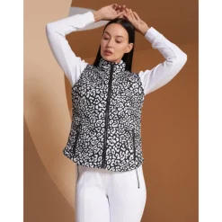 Women's Golf Jacket Black White Sleeveless Vest / Gilet Ladies Golf Attire Clothes Outfits Wear Apparel