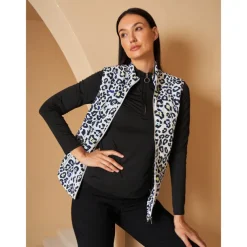 Women's Golf Jacket Black White Sleeveless Vest / Gilet Ladies Golf Attire Clothes Outfits Wear Apparel