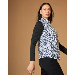 Women's Golf Jacket Black White Sleeveless Vest / Gilet Ladies Golf Attire Clothes Outfits Wear Apparel