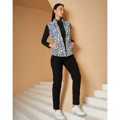 Women's Golf Jacket Black White Sleeveless Vest / Gilet Ladies Golf Attire Clothes Outfits Wear Apparel