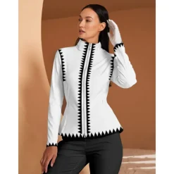 Women's Golf Jacket White Long Sleeve Top Ladies Golf Attire Clothes Outfits Wear Apparel