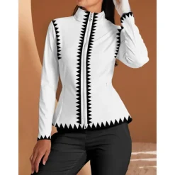 Women's Golf Jacket White Long Sleeve Top Ladies Golf Attire Clothes Outfits Wear Apparel