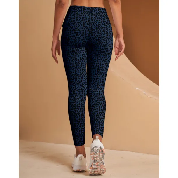 Women's Golf Leggings for Winter Leopard Print Navy Blue Ladies Golf Attire Clothes Outfits Wear Apparel