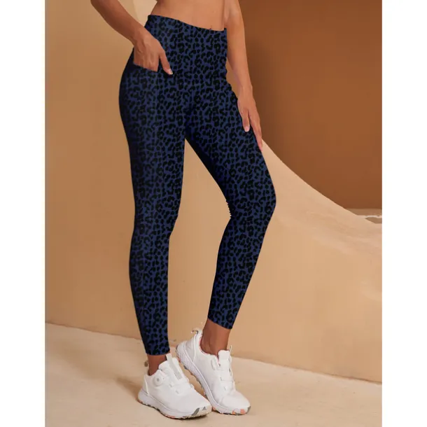 Women's Golf Leggings for Winter Leopard Print Navy Blue Ladies Golf Attire Clothes Outfits Wear Apparel