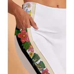 Women's Golf Leggings Side Floral Print Ladies Golf Attire Clothes Outfits Wear Apparel