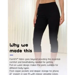 Women's Golf Pants 22inch Slim-Fit Stretch Capri Pants Navy Black Pants / Trousers Ladies Golf Attire Clothes Outfits Wear Apparel