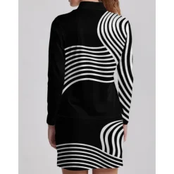 Women's Golf Polo Shirt Black Long Sleeve Top Stripe Ladies Golf Attire Clothes Outfits Wear Apparel