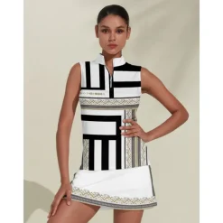 Women's Golf Polo Shirt Black Sleeveless Top Ladies Golf Attire Clothes Outfits Wear Apparel