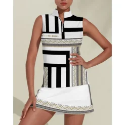 Women's Golf Polo Shirt Black Sleeveless Top Ladies Golf Attire Clothes Outfits Wear Apparel