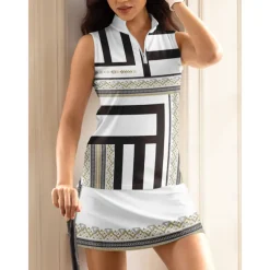 Women's Golf Polo Shirt Black Sleeveless Top Ladies Golf Attire Clothes Outfits Wear Apparel