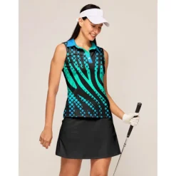 Women's Golf Polo Shirt Blue Sleeveless Top Ladies Golf Attire Clothes Outfits Wear Apparel